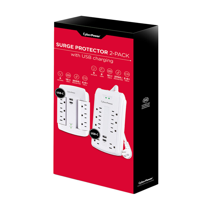 CyberPower 2 Pack Multicontactos con Supresor — Imagen 1 de 4