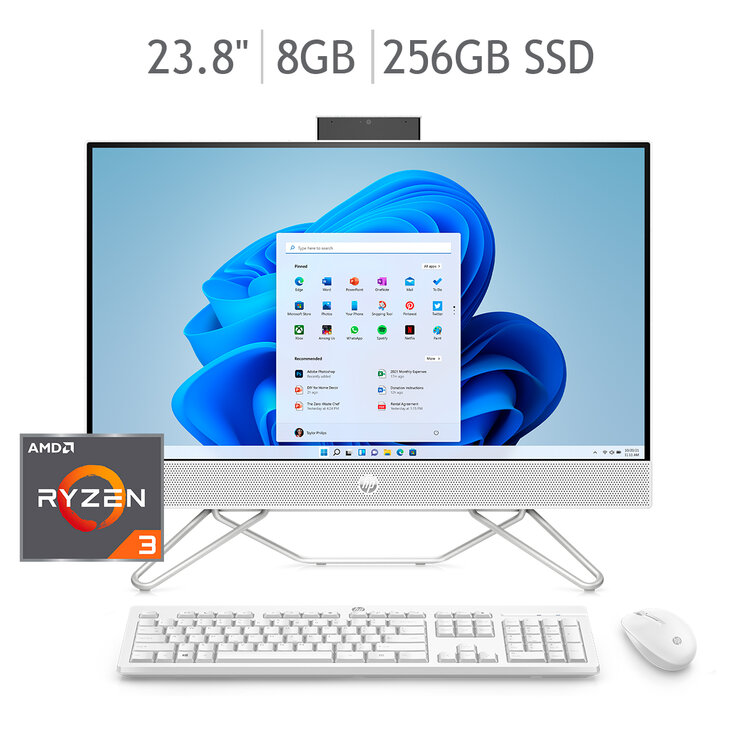 HP All-In-One 24-cb0001la 23.8" Full HD AMD Ryzen 3 8GB 256GB SSD + 1TB HDD — Imagen 1 de 4