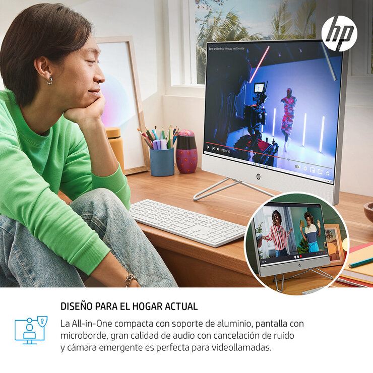 HP All-In-One 24-cb0001la 23.8" Full HD AMD Ryzen 3 8GB 256GB SSD + 1TB HDD — Imagen 3 de 4