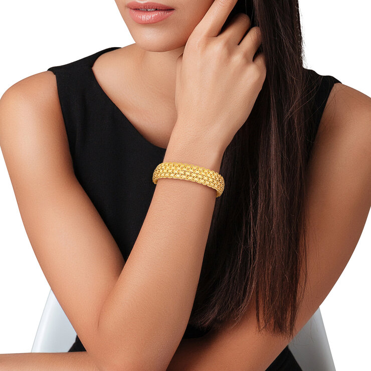 Pulsera Bombay Bismark de Cinco Hileras, Oro Amarillo de 14K, 19cm — Imagen 3 de 4