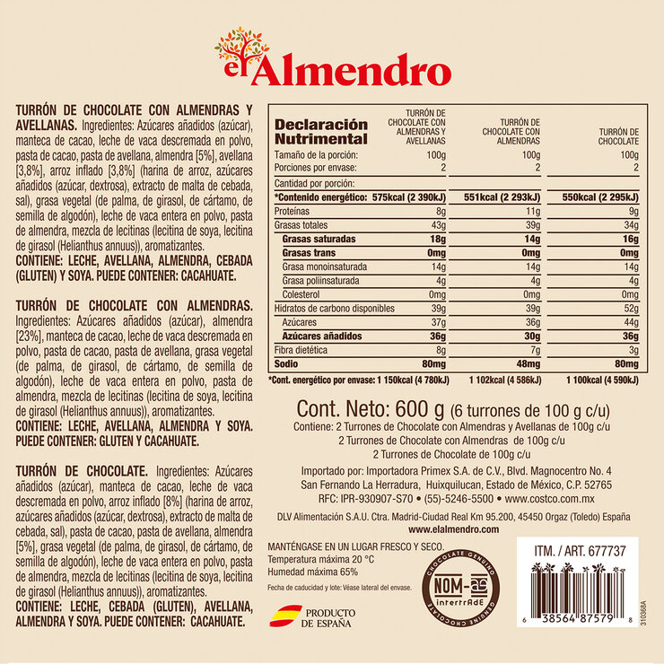 El Almendro Turrón Chocolate Gift Pack 600g — Imagen 2 de 4