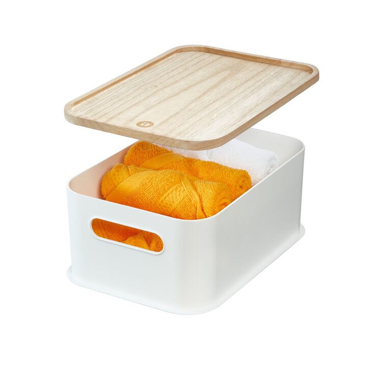 iDesign Juego de 3 Cajas Apilables con Tapa de Madera — Imagen 2 de 4
