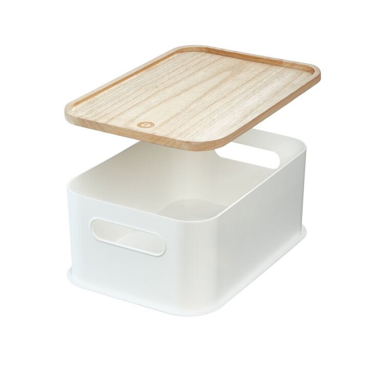 iDesign Juego de 3 Cajas Apilables con Tapa de Madera — Imagen 4 de 4