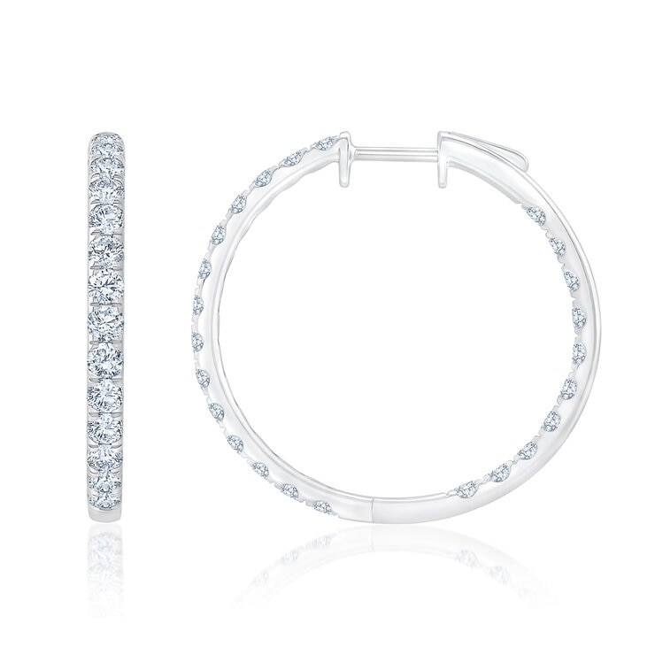 2.00ctw, Arracadas de Diamantes, Corte Redondo, Oro Blanco de 14K — Imagen 2 de 4