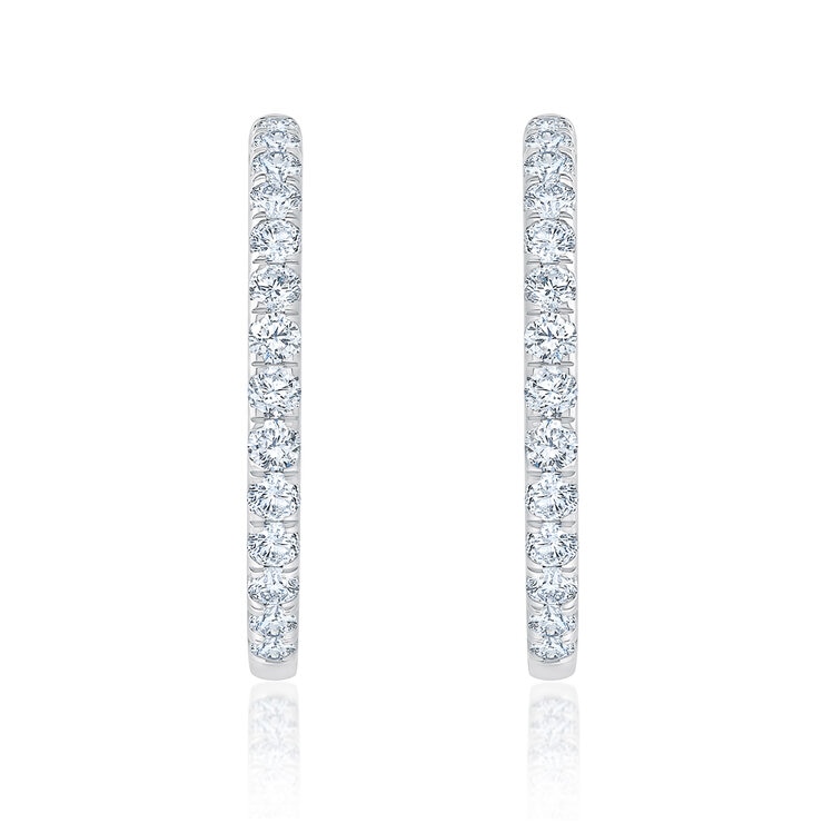 2.00ctw, Arracadas de Diamantes, Corte Redondo, Oro Blanco de 14K — Imagen 3 de 4