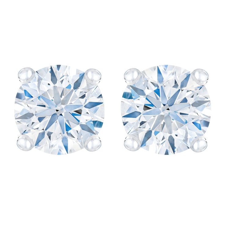 Aretes de Diamantes, 0.8ctw, Corte Redondo, Oro Blanco de 14K — Imagen 2 de 4