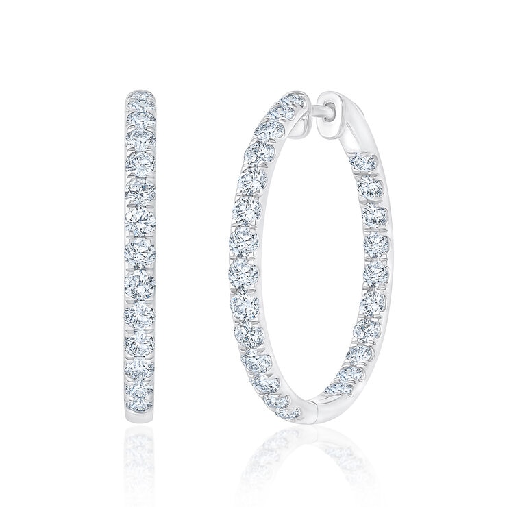 2.00ctw, Arracadas de Diamantes, Corte Redondo, Oro Blanco de 14K — Imagen 1 de 4