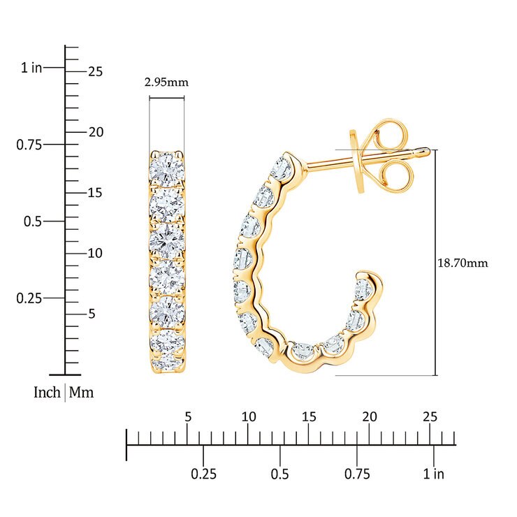 Aretes de Diamantes, 1.50ctw, Oro Amarillo de 14K — Imagen 2 de 4