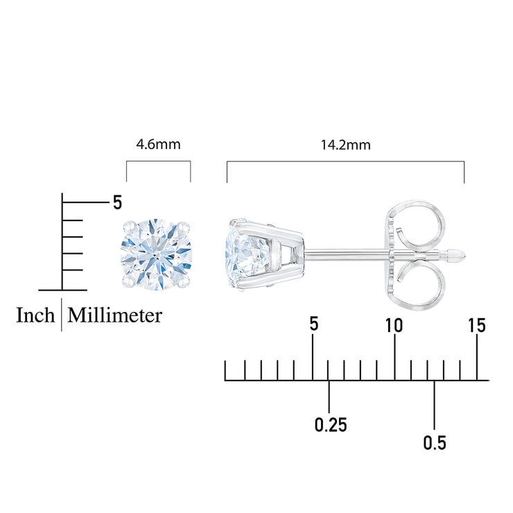 Aretes de Diamantes, 0.8ctw, Corte Redondo, Oro Blanco de 14K — Imagen 4 de 4