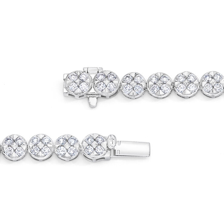 3.00ctw, Pulsera de Diamantes, Corte Redondo Brillante, Oro Blanco 14K — Imagen 4 de 4