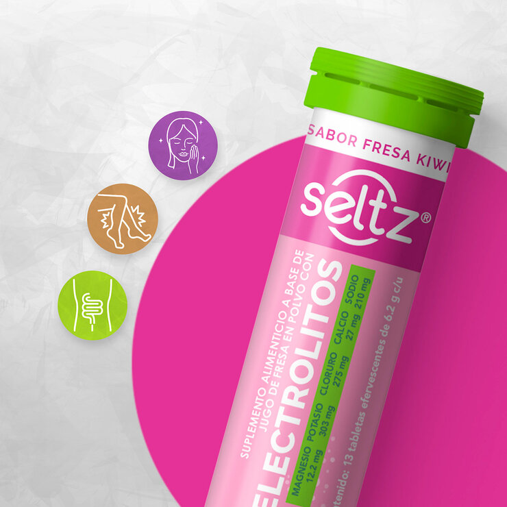 Seltz Electrolitos 3 Tubos de 13 Tabletas Efervescentes c/u Sabor Fresa Kiwi — Imagen 2 de 4
