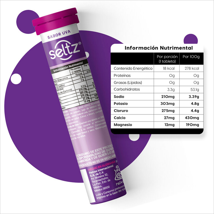 Seltz Electrolitos 3 Tubos de 13 Tabletas Efervescentes c/u Sabor Uva — Imagen 4 de 4