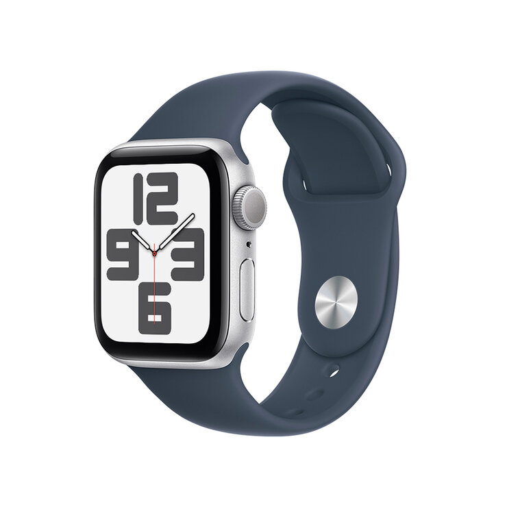 Apple Watch SE (GPS) Caja de aluminio medianoche 40mm con Correa deportiva azul tempestad — Imagen 1 de 4