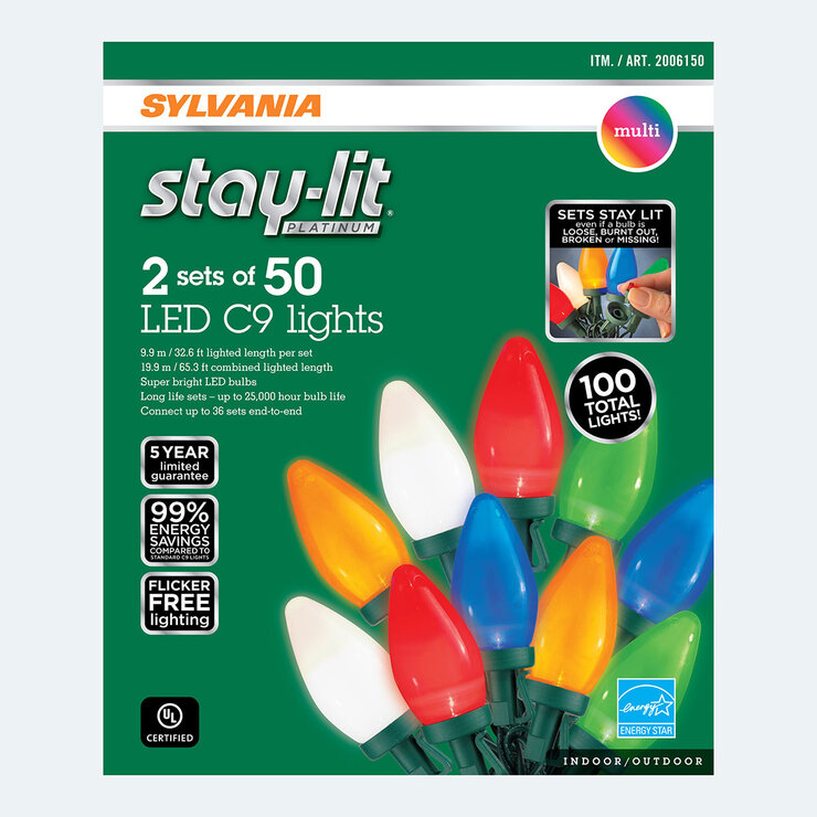 Sylvania Serie de Luces Navideñas Multi LED STAYLIT C9 2 piezas — Imagen 1 de 4