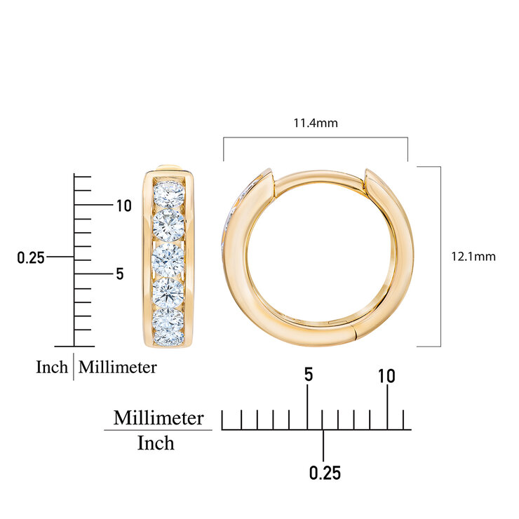 .50ctw, Arracadas de Diamantes, Corte Redondo Brillante, Oro Amarillo de 14K — Imagen 3 de 4