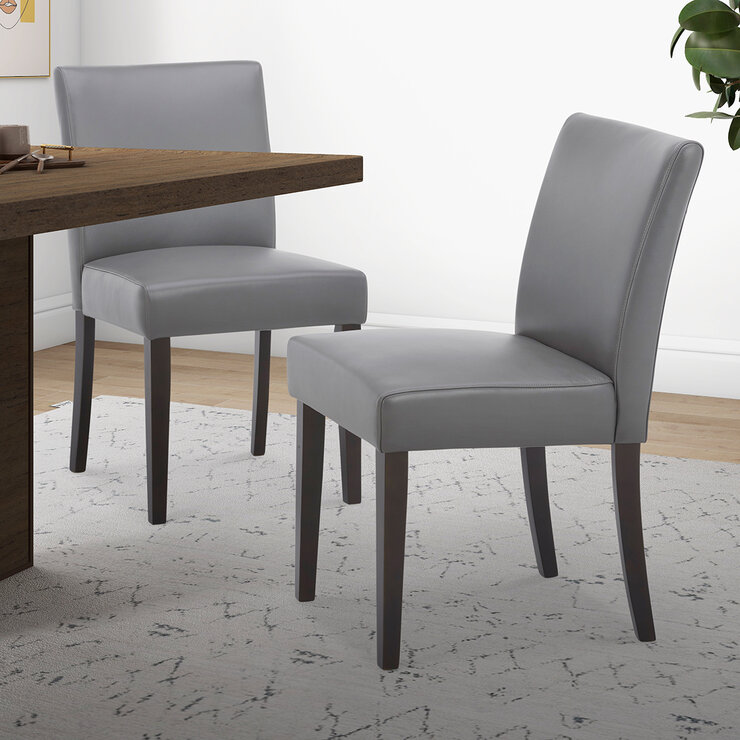 GilmanCreek, Paquete de 2 Sillas de Comedor de Piel Gris — Imagen 1 de 4