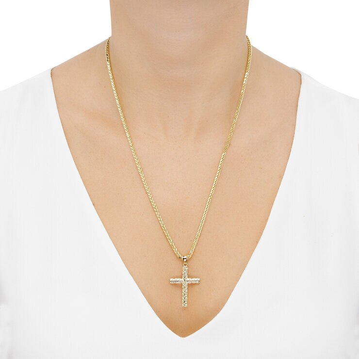 Collar con Dije de Cruz, Oro Amarillo de 14K — Imagen 4 de 4
