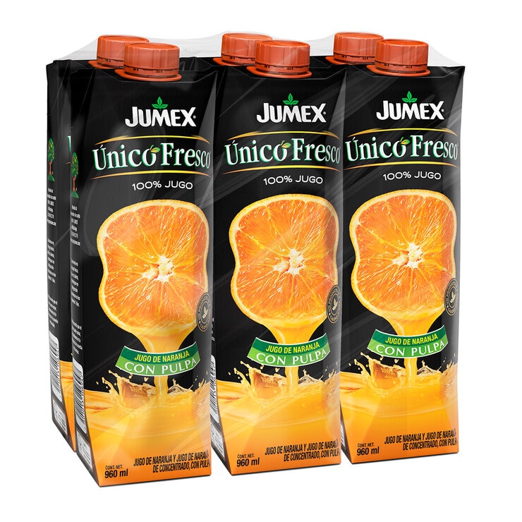 Jumex Único Fresco Jugo de Naranja 6 pzas de 960 ml