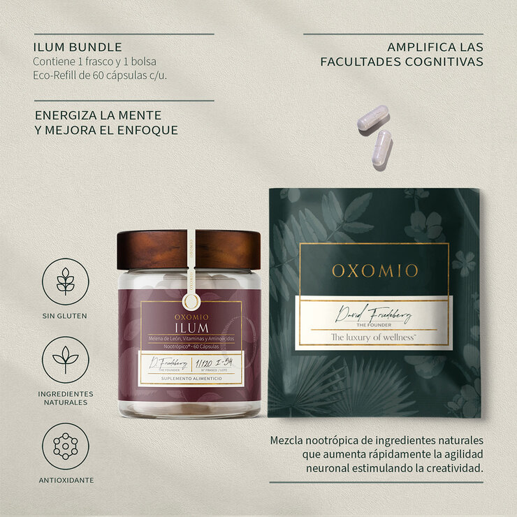 Oxomio Ilum Melena de León, Vitaminas y Aminoácidos 60 Cápsulas + Eco Refill de 60 cápsulas — Imagen 4 de 4