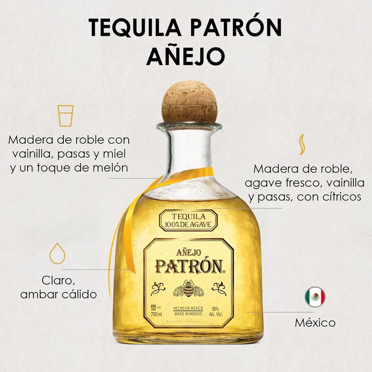 Tequila Patrón Añejo 700ml — Imagen 3 de 4