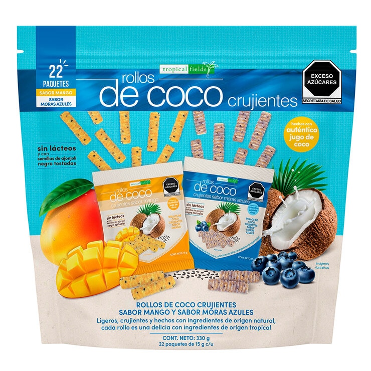 Tropical Fields Rollos de Coco sabor Mango y Mora Azul 330 g — Imagen 1 de 2