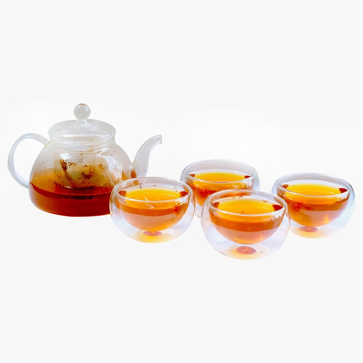 Zoma Tea Colección de Juego de Tetera con 4 tazas de Doble Cristal y un Té 80 g — Imagen 2 de 3