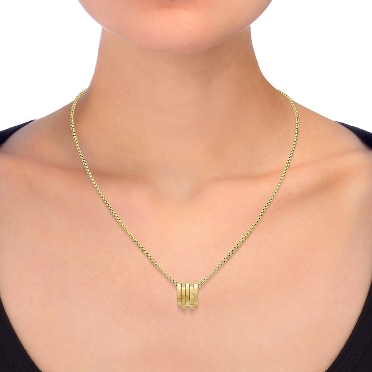 Dije, Diseño de Rondelle de 5 filas, Oro Amarillo de 14K — Imagen 3 de 4
