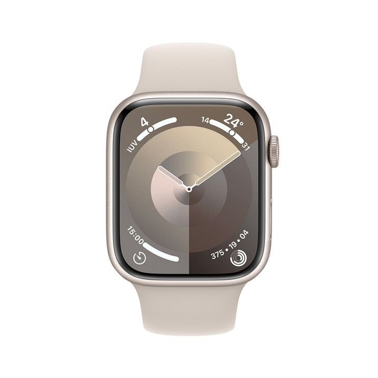 Apple Watch S9 (GPS) Caja de aluminio blanco estelar 45mm con correa deportiva blanco estelar — Imagen 2 de 4
