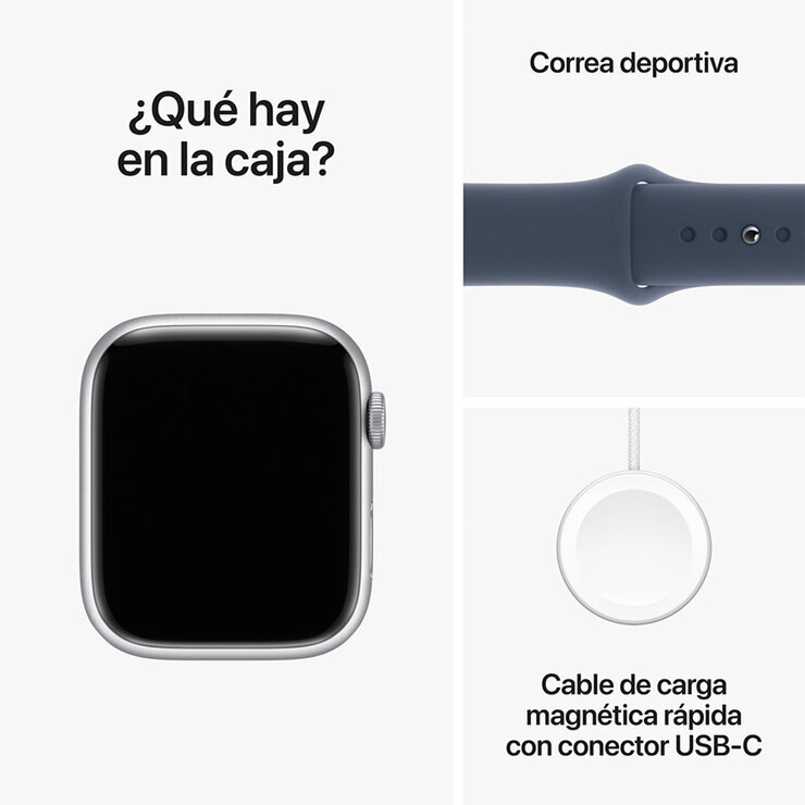 Apple Watch S9 (GPS) Caja de aluminio plata 45mm con correa deportiva Azul tempestad — Imagen 3 de 4