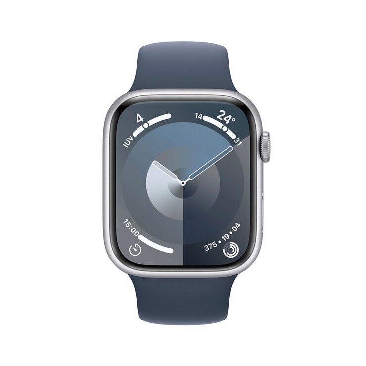 Apple Watch S9 (GPS) Caja de aluminio plata 45mm con correa deportiva Azul tempestad — Imagen 4 de 4