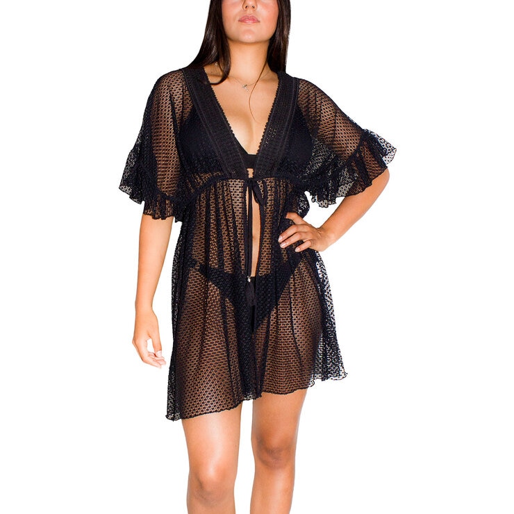 Skysoul, Vestido Corto de Crochet Color Negro para Dama, Varias Tallas — Imagen 1 de 2
