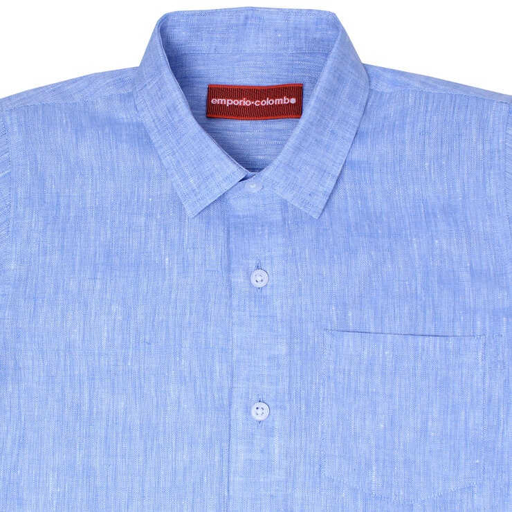 Emporio Colombo, Camisa de Lino para Niño en Varias Tallas, Color Azul Cielo — Imagen 2 de 2