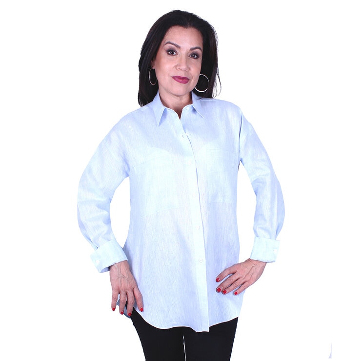 Emporio Colombo, Blusa Oversize de Lino para Dama en Varias Tallas, Color Azul Cielo — Imagen 1 de 2