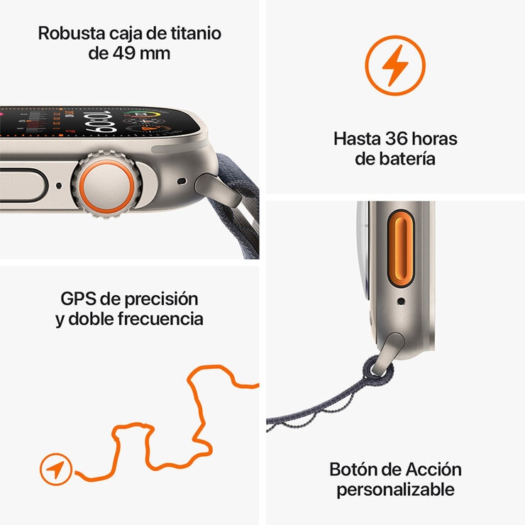 Apple Watch Ultra 2 (GPS + Cellular) Caja de titanio 49mm con Correa Alpine azul  — Imagen 2 de 4