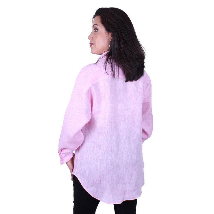 Emporio Colombo, Blusa Oversize de Lino para Dama en Varias Tallas, Color Rosa — Imagen 2 de 2