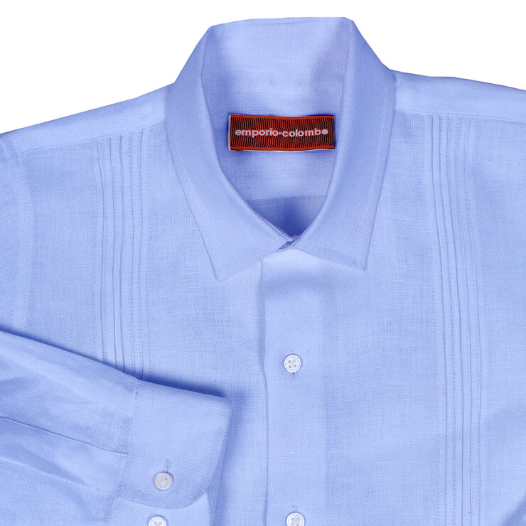 Emporio Colombo, Guayabera de Lino para Niño Color Azul Cielo, Varias Tallas — Imagen 2 de 2
