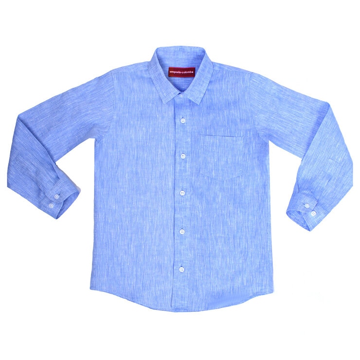 Emporio Colombo, Camisa de Lino para Niño en Varias Tallas, Color Azul Cielo — Imagen 1 de 2