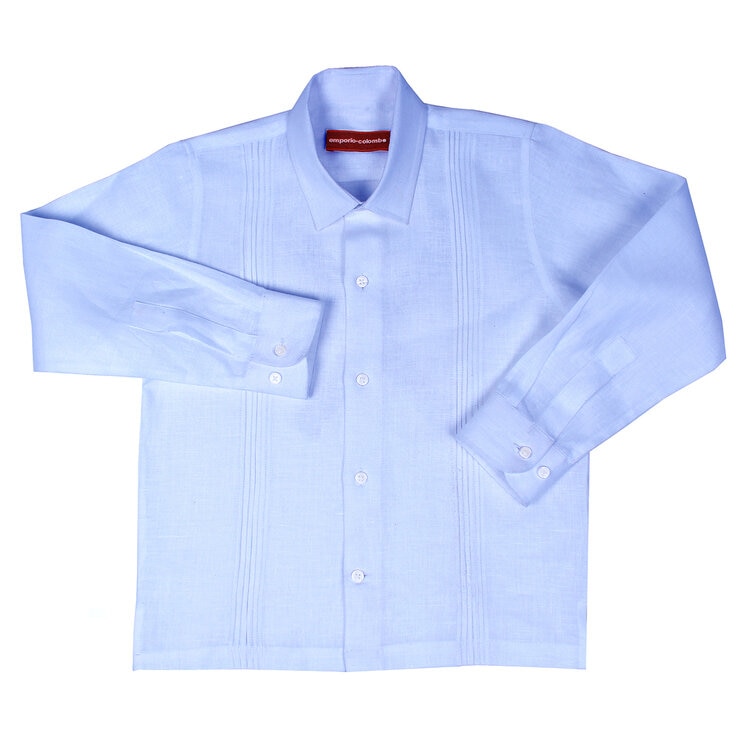 Emporio Colombo, Guayabera de Lino para Niño Color Azul Cielo, Varias Tallas — Imagen 1 de 2