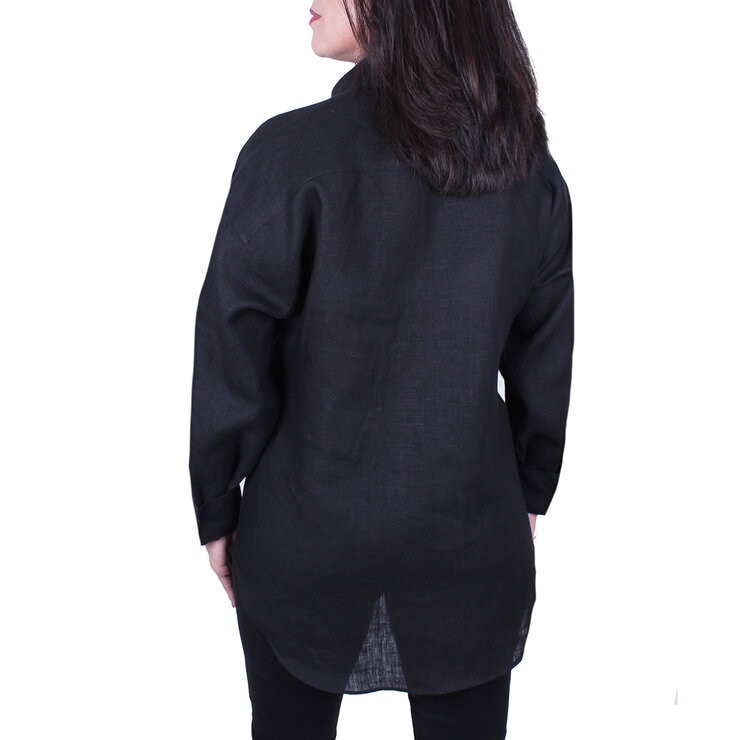 Emporio Colombo, Blusa Oversize de Lino para Dama en Varias Tallas, Color Negro — Imagen 2 de 2