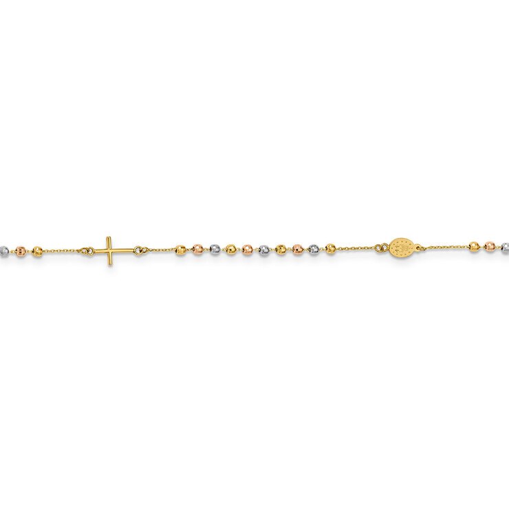 Collar Religiosa, Oro Amarillo, Blanco y Rosa de 14kt — Imagen 2 de 4