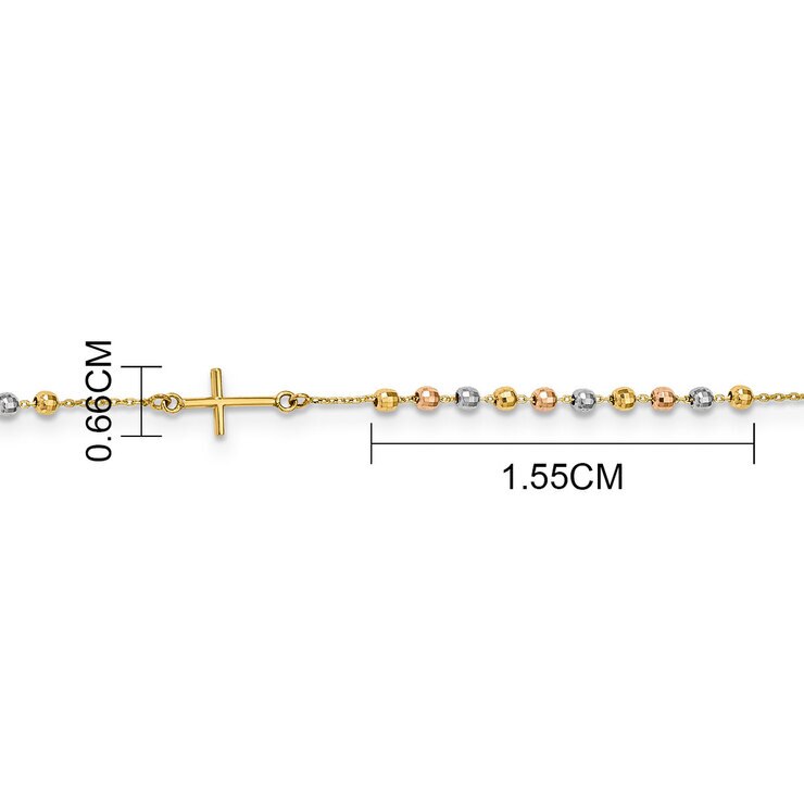 Collar Religiosa, Oro Amarillo, Blanco y Rosa de 14kt — Imagen 4 de 4