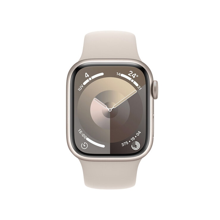 Apple Watch S9 (GPS) Caja de aluminio blanco estrella 41mm con correa deportiva blanco estrella — Imagen 2 de 4