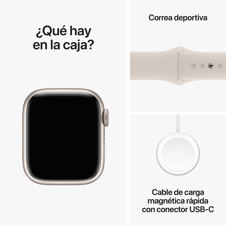 Apple Watch S9 (GPS) Caja de aluminio blanco estrella 41mm con correa deportiva blanco estrella — Imagen 4 de 4