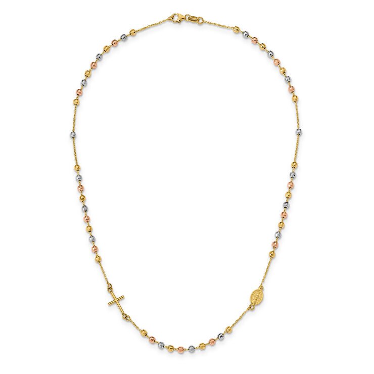 Collar Religiosa, Oro Amarillo, Blanco y Rosa de 14kt — Imagen 1 de 4