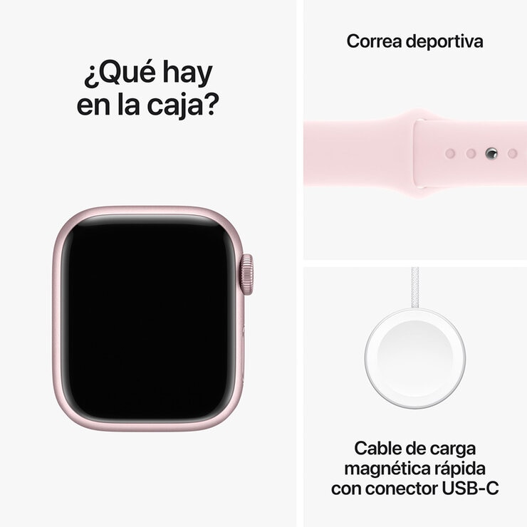 Apple Watch S9 (GPS) Caja de aluminio rosa 41mm con correa deportiva rosa — Imagen 3 de 4