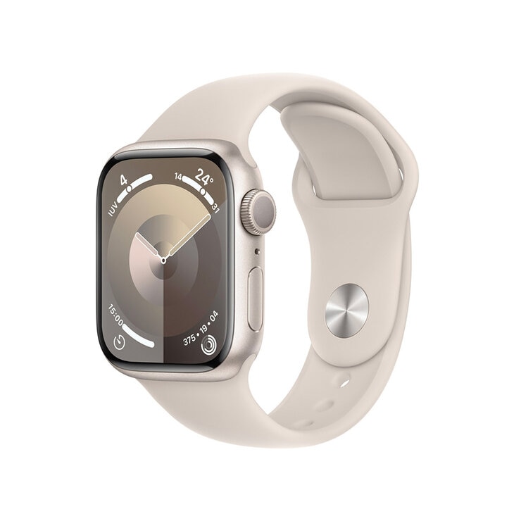 Apple Watch S9 (GPS) Caja de aluminio blanco estrella 41mm con correa deportiva blanco estrella — Imagen 1 de 4