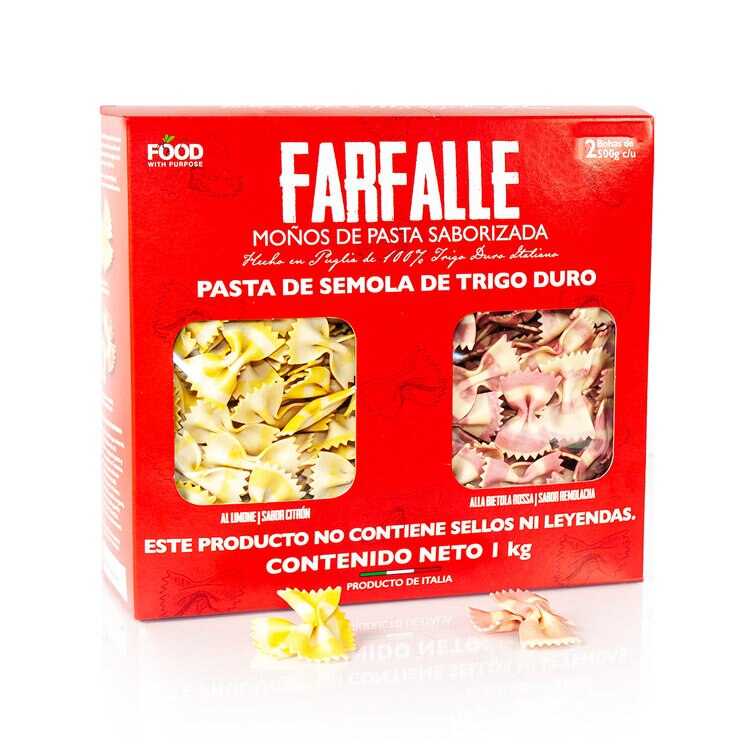 Food With Purpose Farfalle Moños de Pasta Saborizada 2 Bolsas de 500 g — Imagen 1 de 2
