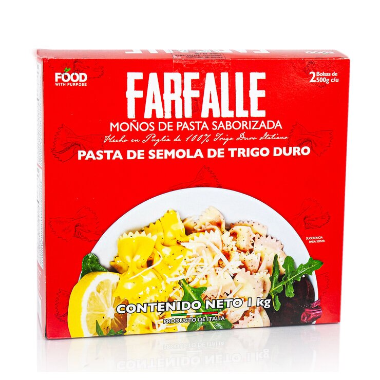 Food With Purpose Farfalle Moños de Pasta Saborizada 2 Bolsas de 500 g — Imagen 2 de 2