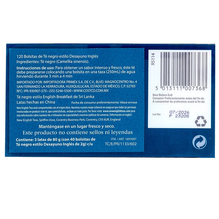 New English Tea Bolsitas de Té Negro Desayuno Inglés 240 g — Imagen 2 de 3