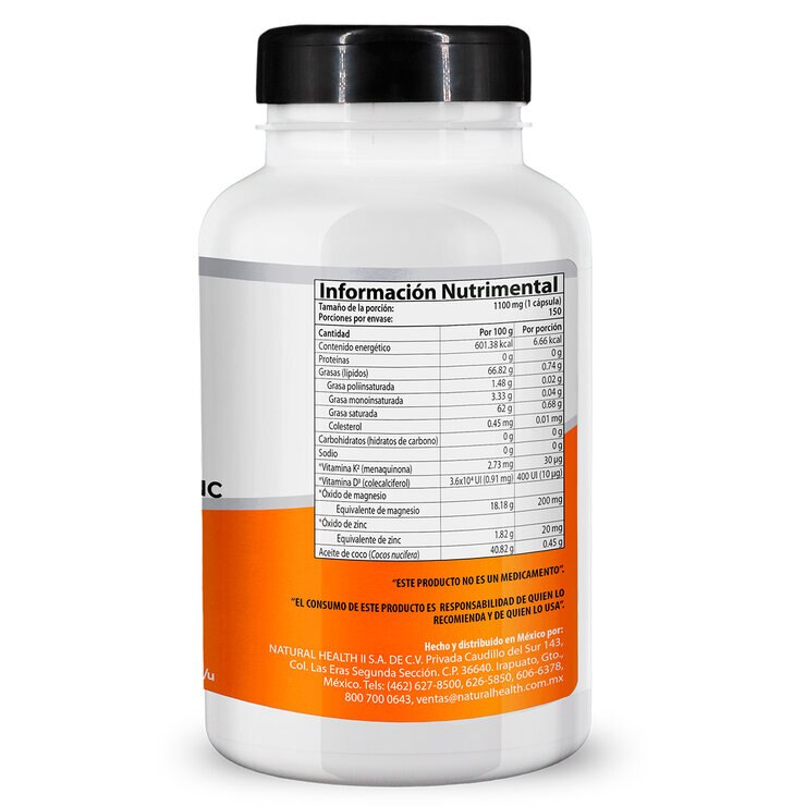All Nature Vitamina D3+k2  Magnesio Zinc y Aceite de Coco 150 cápsulas — Imagen 4 de 4